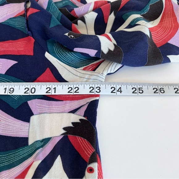 Maeve Anthropologie Cheyenne Blouse Peplum Geometric Brick Navy - Picture 12 of 15